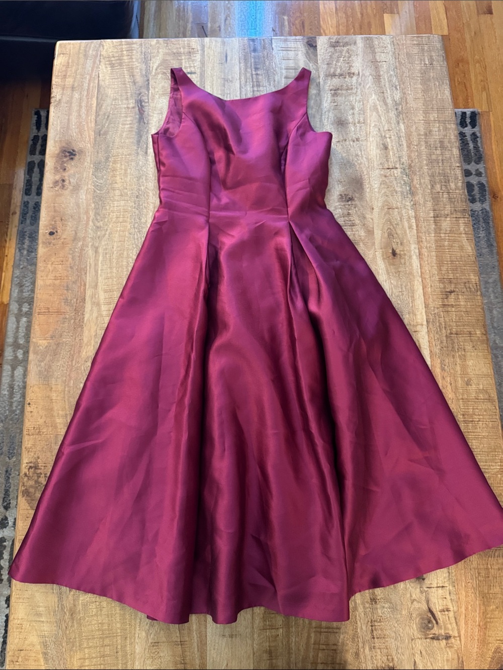 Adrianna Papell Burgundy red wine berry A-Line Party Dress satin feel A line - Picture 1 of 6